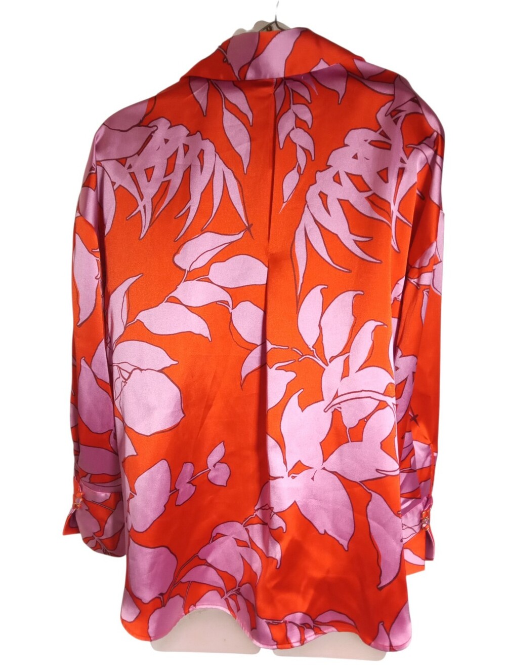 House of Harlow 1960 Floral Satin Button Blouse Pink Red Retro Statement Sz M - Picture 7 of 8